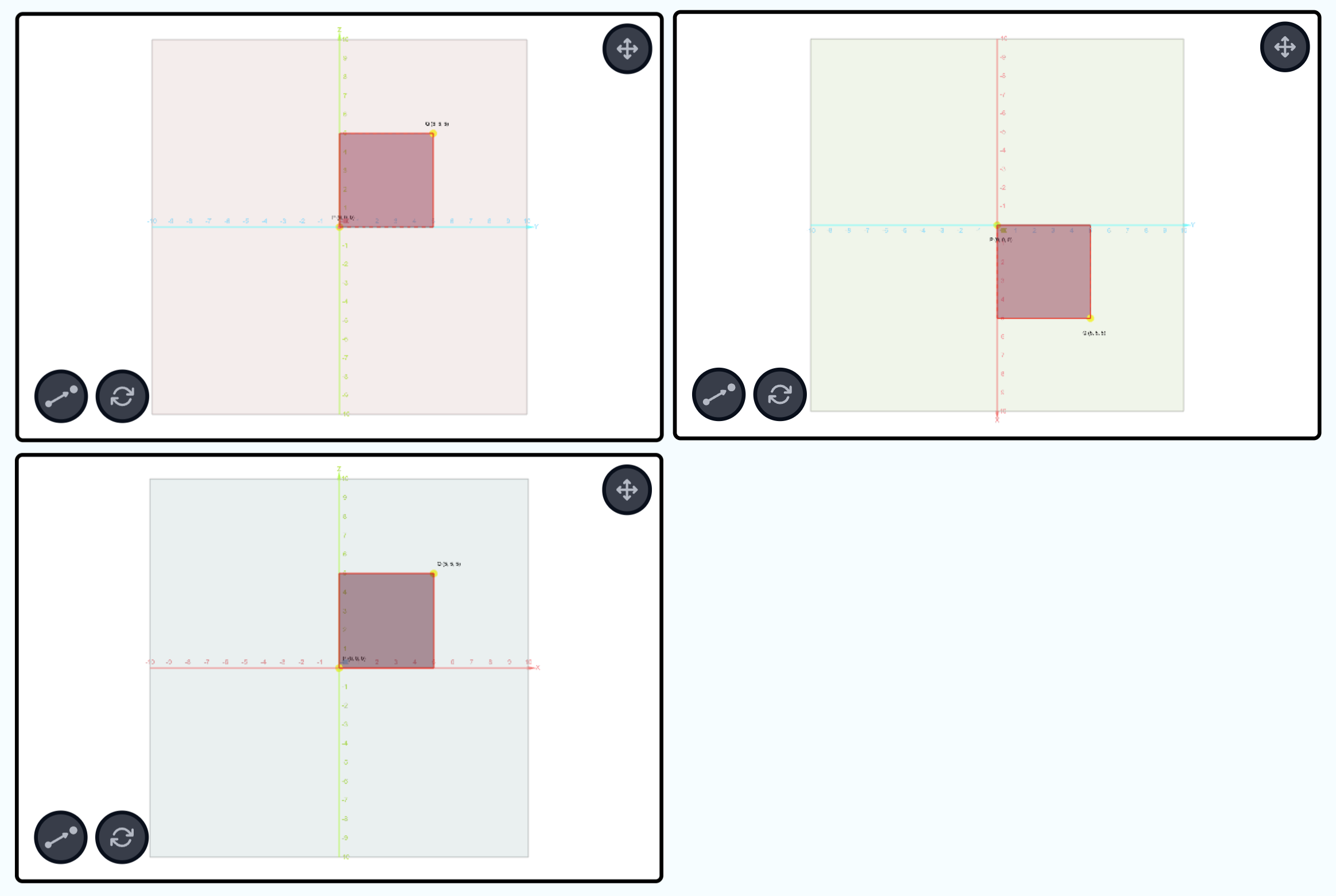 Three.js 공간좌표 좌표축 예시